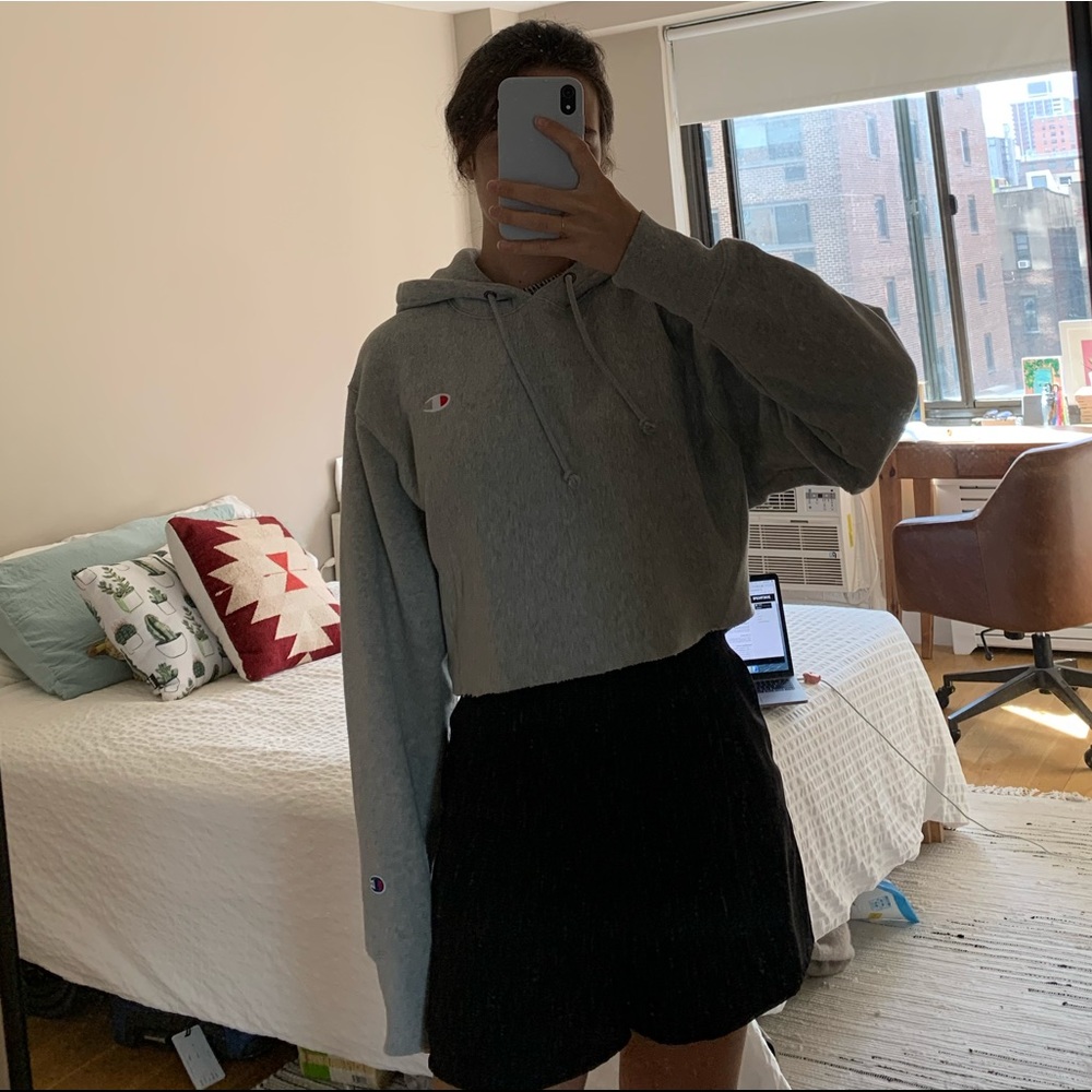 Champion cropped grey hoodie